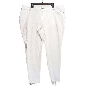 A.N.A. Skinny Jeans Womens 24W Ivory Mid Rise Raw Crop 90s Y2K Stretch Denim